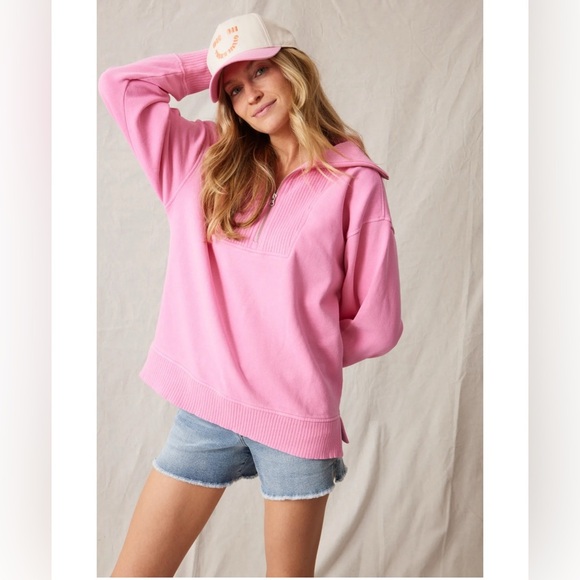 C&C California Size L Sunwashed Lavender Half-Zip Pullover Sweatshirt Women's 🌟 - Picture 1 of 7